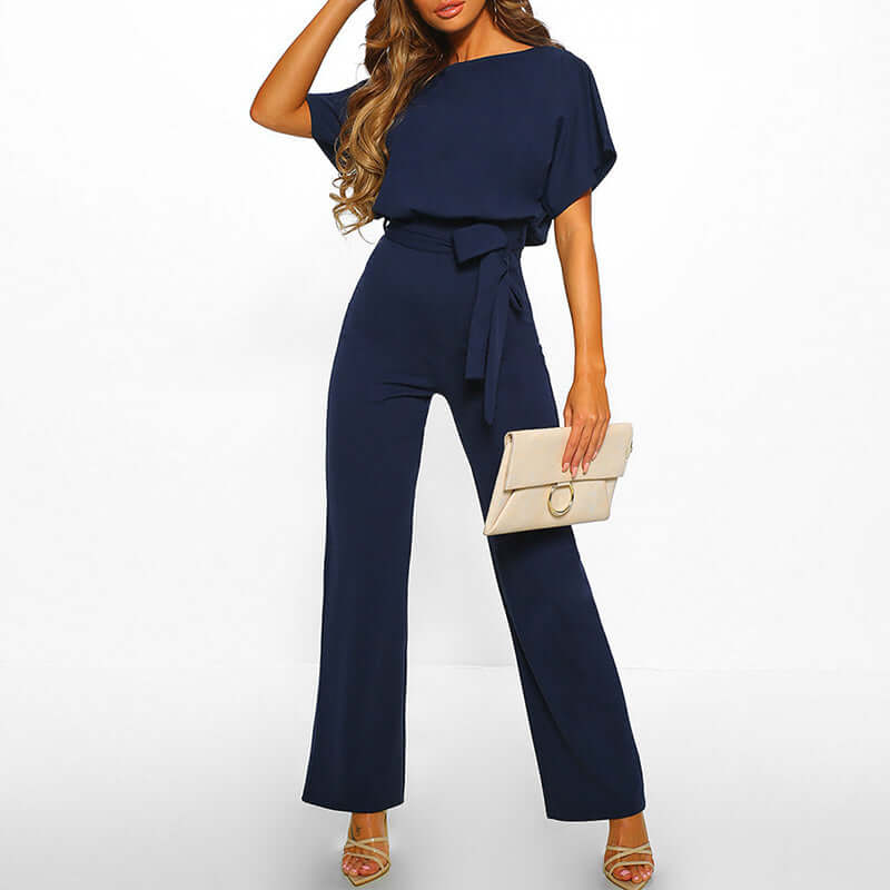 Serelle | Draped Batwing Wide-Leg Jumpsuit