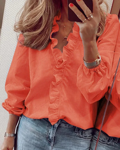 Noémie | Ruffle Neck Balloon Sleeve Blouse