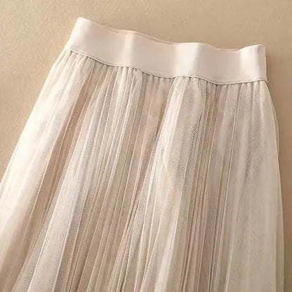 Mireya | Pleated Mesh Midi Skirt