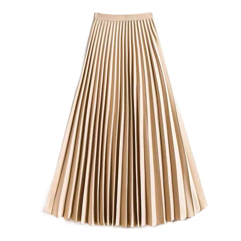 Cassia | Satin Pleated A-Line Skirt