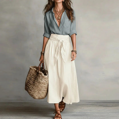 Tamsin | Tie-Waist Top and Midi Skirt Set