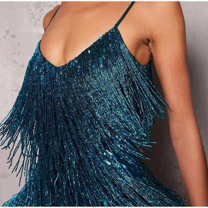 Fleur | Pink Feather Sequin Mini Dress
