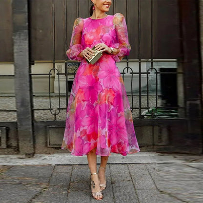 Eloisa | Floral Long Sleeve Wedding Guest Midi Dress
