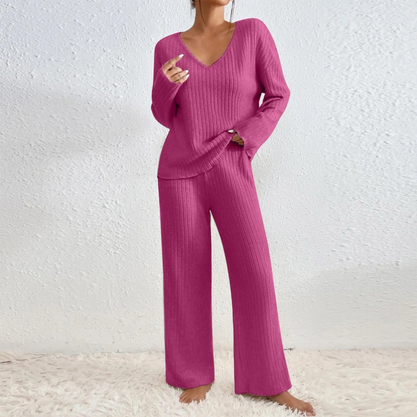 Esmae | Ribbed Knit Top and Trouser Set