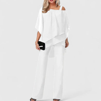Renata | Draped Top & Wide Leg Pants Set