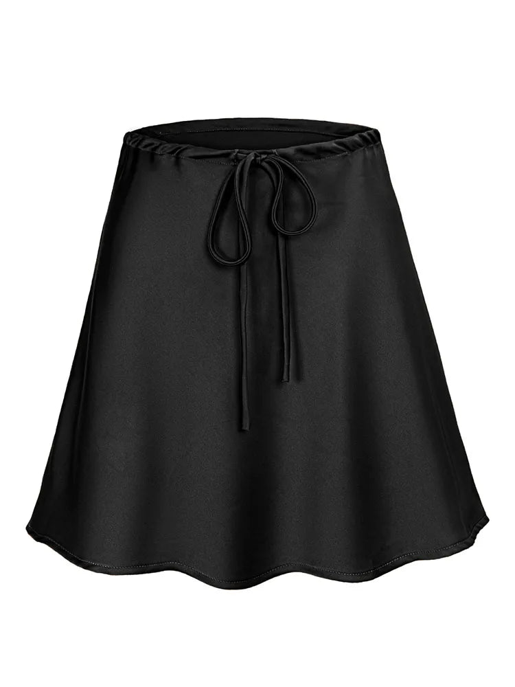 Orlina | Satin Drawstring Mini Skirt