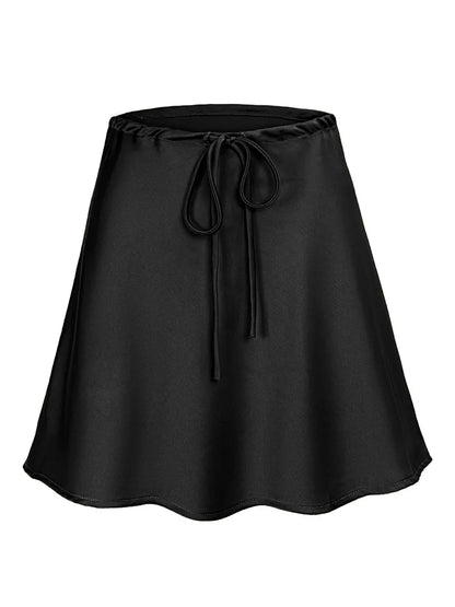 Orlina | Satin Drawstring Mini Skirt