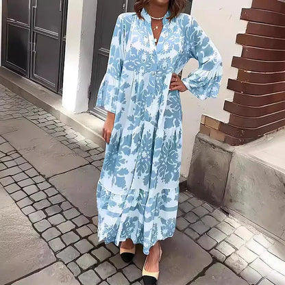 Elise | Boho Printed Draped Maxi Dress