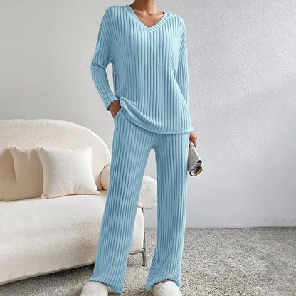 Esmae | Ribbed Knit Top and Trouser Set