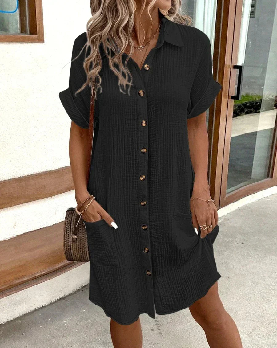 Serenity | Cotton Linen Mini Dress with Pockets