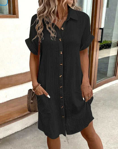 Serenity | Cotton Linen Mini Dress with Pockets