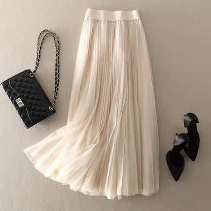 Mireya | Pleated Mesh Midi Skirt