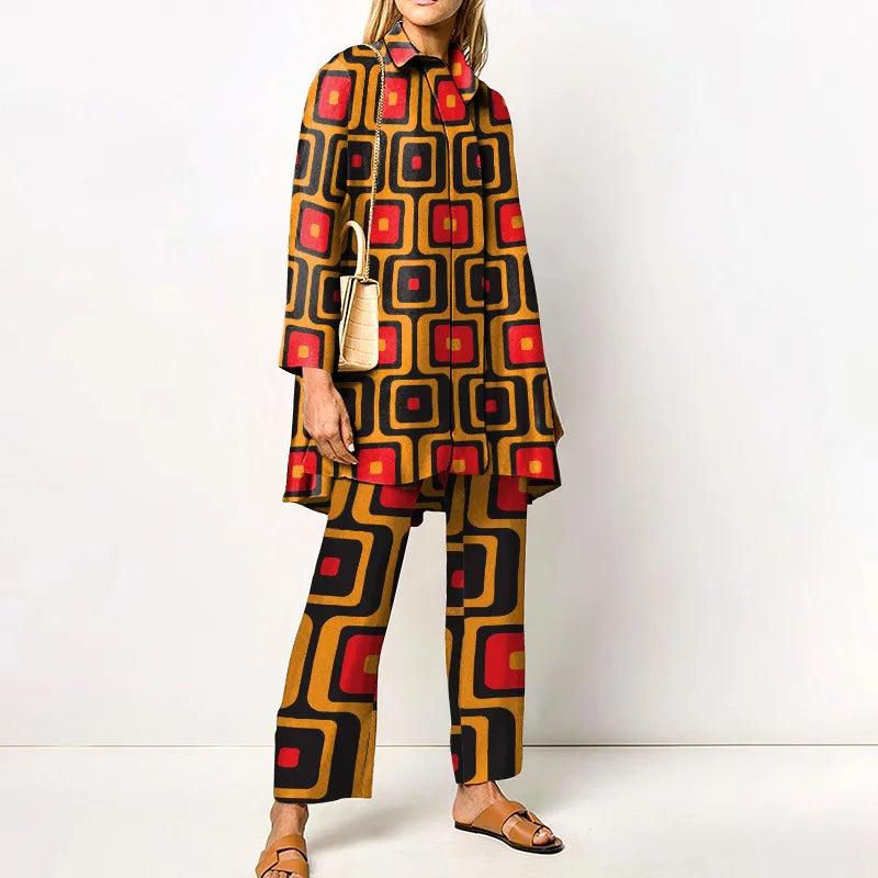 Cyrielle | Vintage Print Blouse & Trouser Set