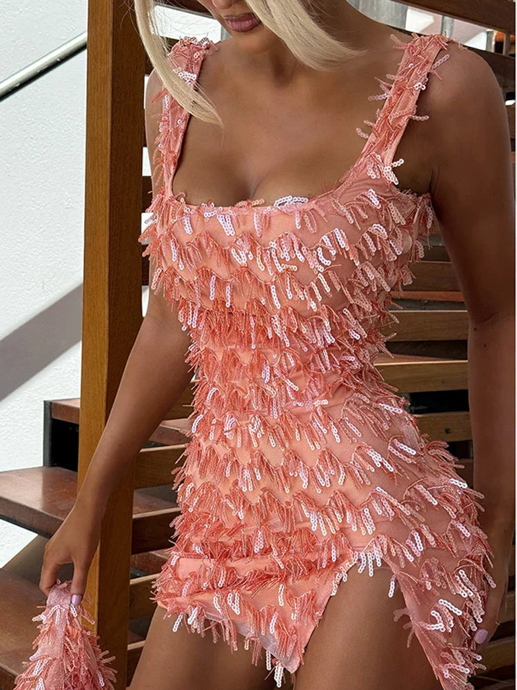 Vivienne | Feather Fringe Mini Dress