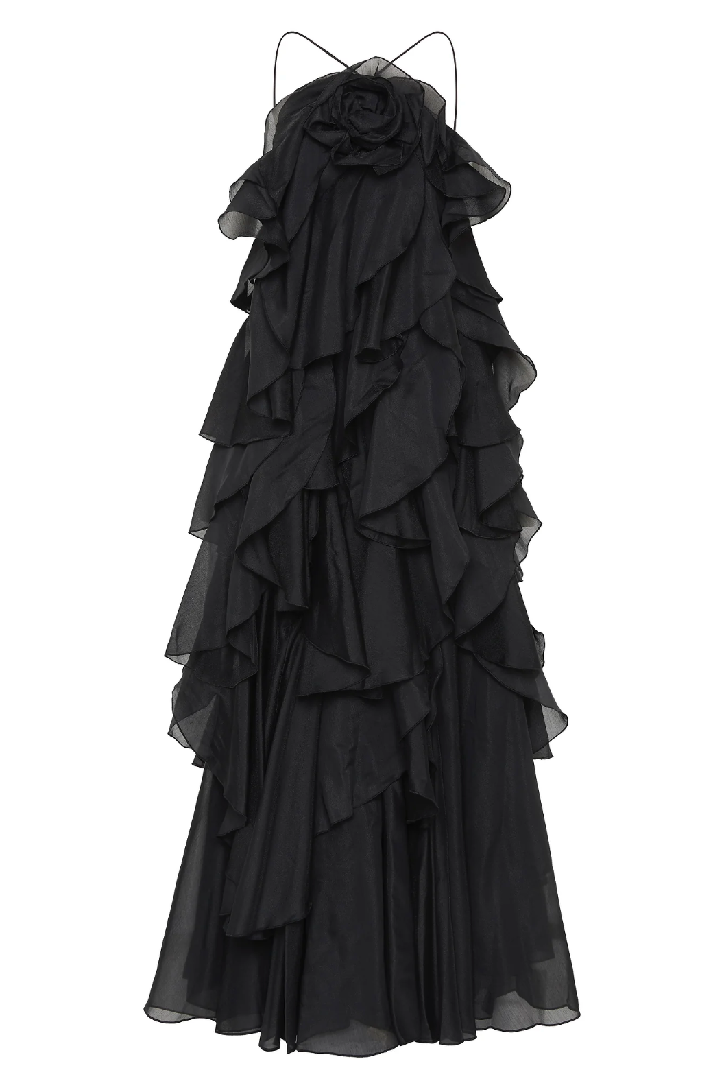 Halla | Halter Ruffle Tiered Maxi Cocktail Dress