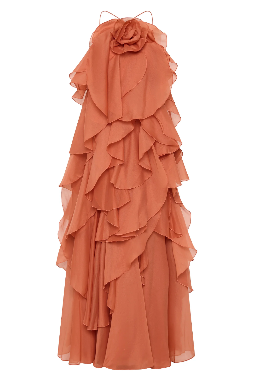 Halla | Halter Ruffle Tiered Maxi Cocktail Dress