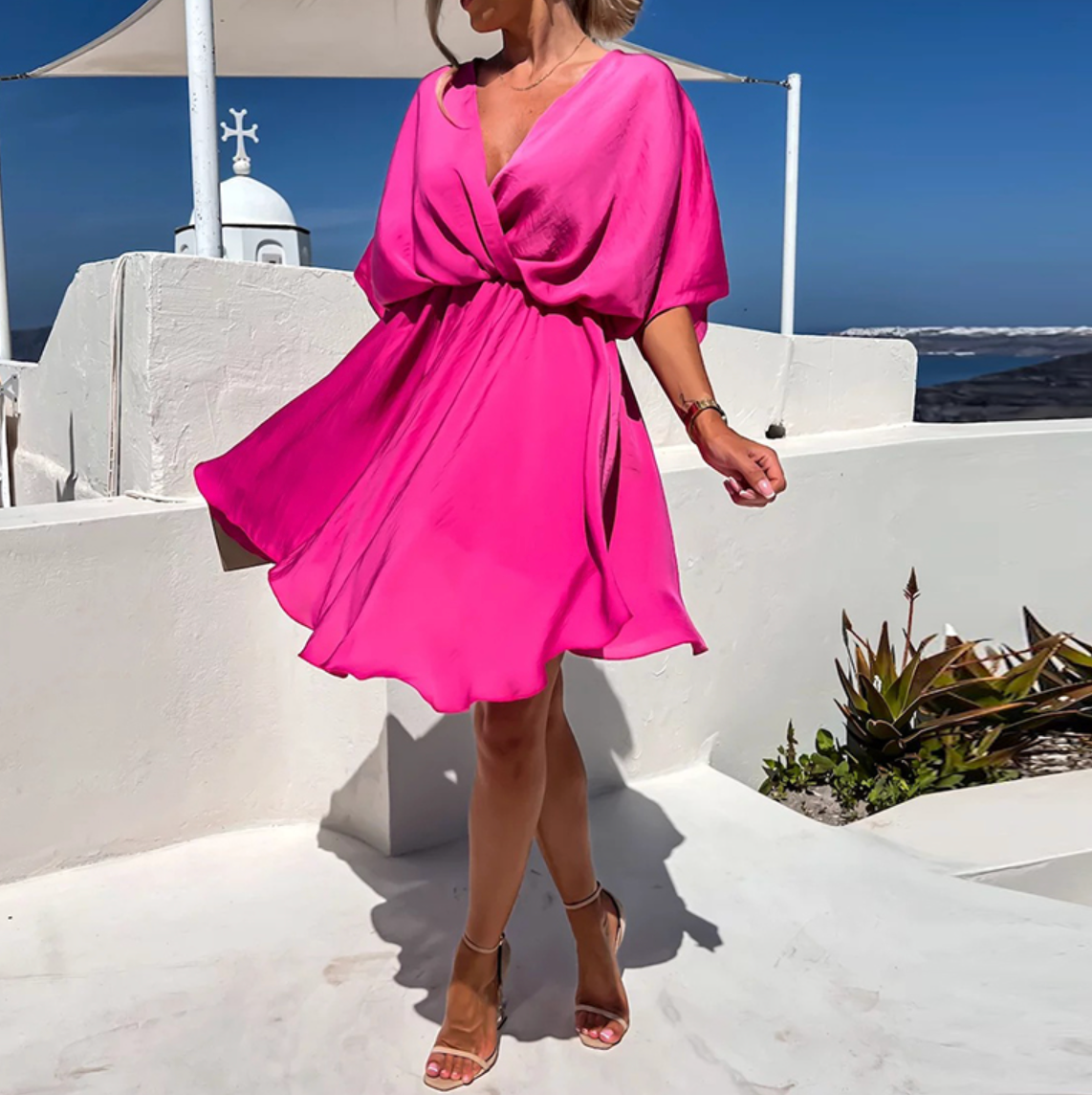 Rose | Long Sleeve Button Front Mini Dress