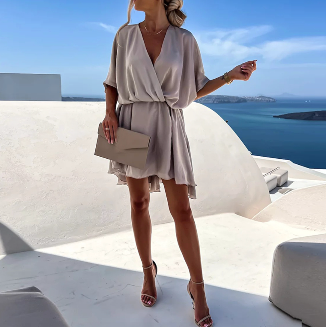Rose | Long Sleeve Button Front Mini Dress