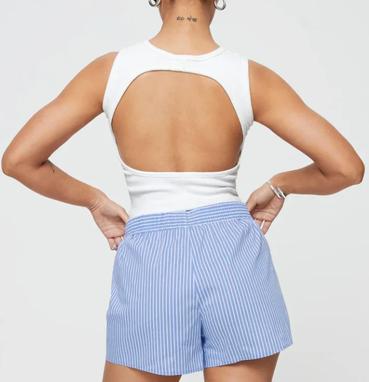 Lucile | Striped Elastic-Waist Lounge Shorts