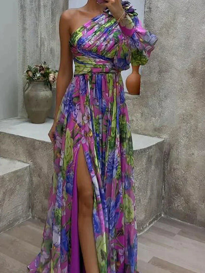 Liora | Printed Side Slit Maxi Dress