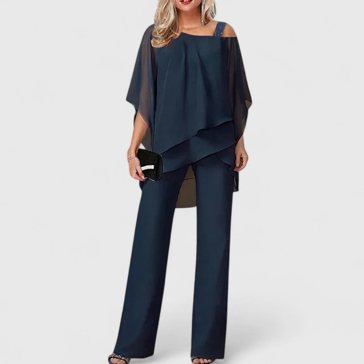 Renata | Draped Top & Wide Leg Pants Set