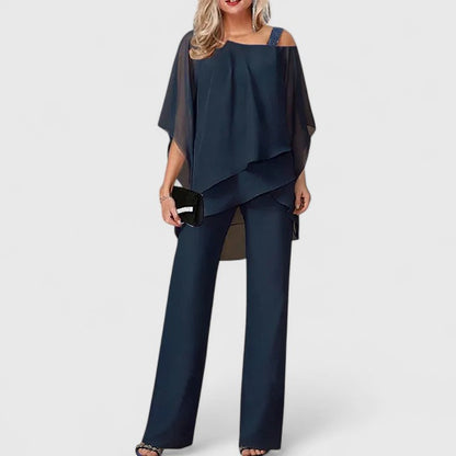 Renata | Draped Top & Wide Leg Pants Set