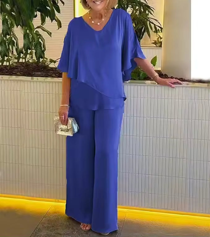 Valeria | Layered Top & Wide-Leg Pants Set