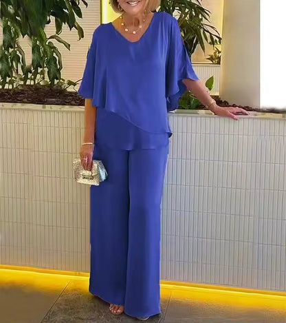 Valeria | Layered Top & Wide-Leg Pants Set