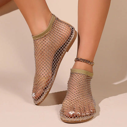 Nerissa | Rhinestone Mesh Evening Flats