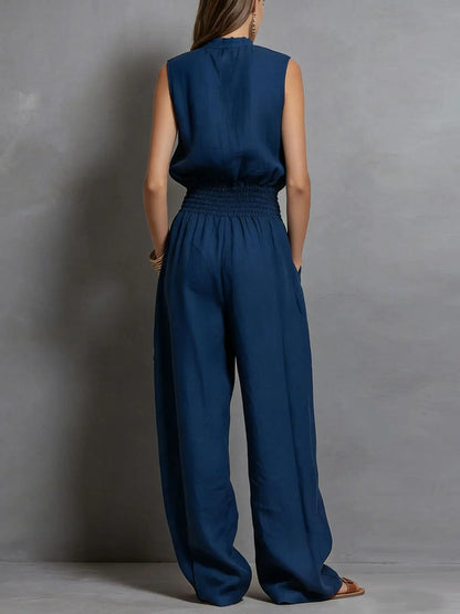 Mavelle | Drawstring Wide-Leg Jumpsuit