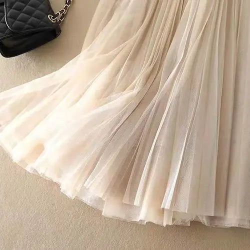 Mireya | Pleated Mesh Midi Skirt