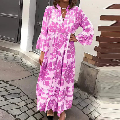Elise | Boho Printed Draped Maxi Dress