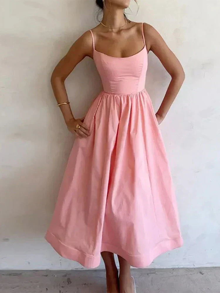 Filomena | Scoop Neck Strappy Wedding Guest Maxi Dress