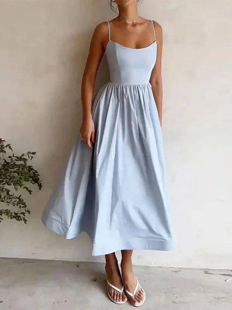 Filomena | Scoop Neck Strappy Wedding Guest Maxi Dress