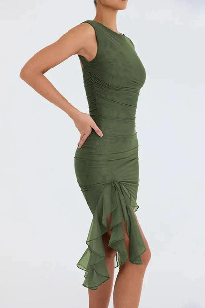 Magnolia | Ruched Sleeveless Midi Dress
