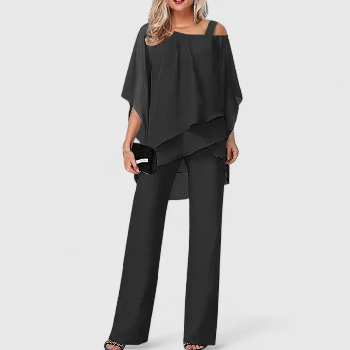 Renata | Draped Top & Wide Leg Pants Set