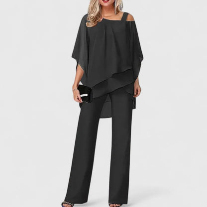 Renata | Draped Top & Wide Leg Pants Set