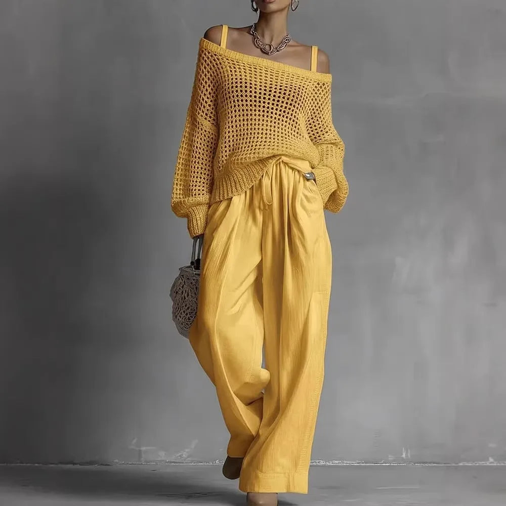 Malou | Off-Shoulder Top & Wide-Leg Trouser Set