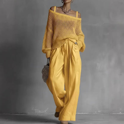 Malou | Off-Shoulder Top & Wide-Leg Trouser Set