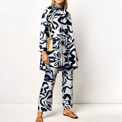Cyrielle | Vintage Print Blouse & Trouser Set