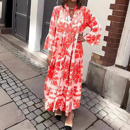Elise | Boho Printed Draped Maxi Dress