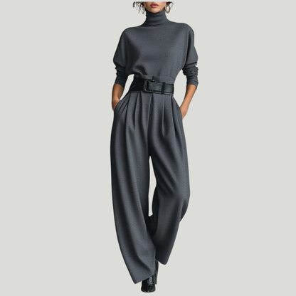 Sigrun | Turtleneck Top & Straight-Leg Trouser Set