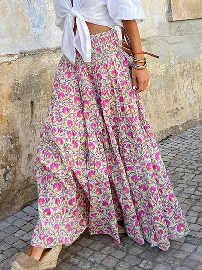 Linnea | Boho Floral Maxi Skirt