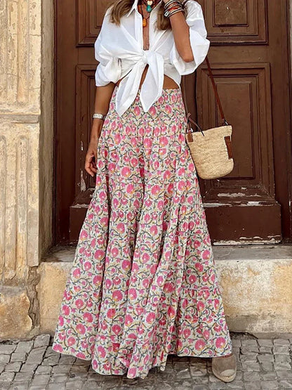 Linnea | Boho Floral Maxi Skirt