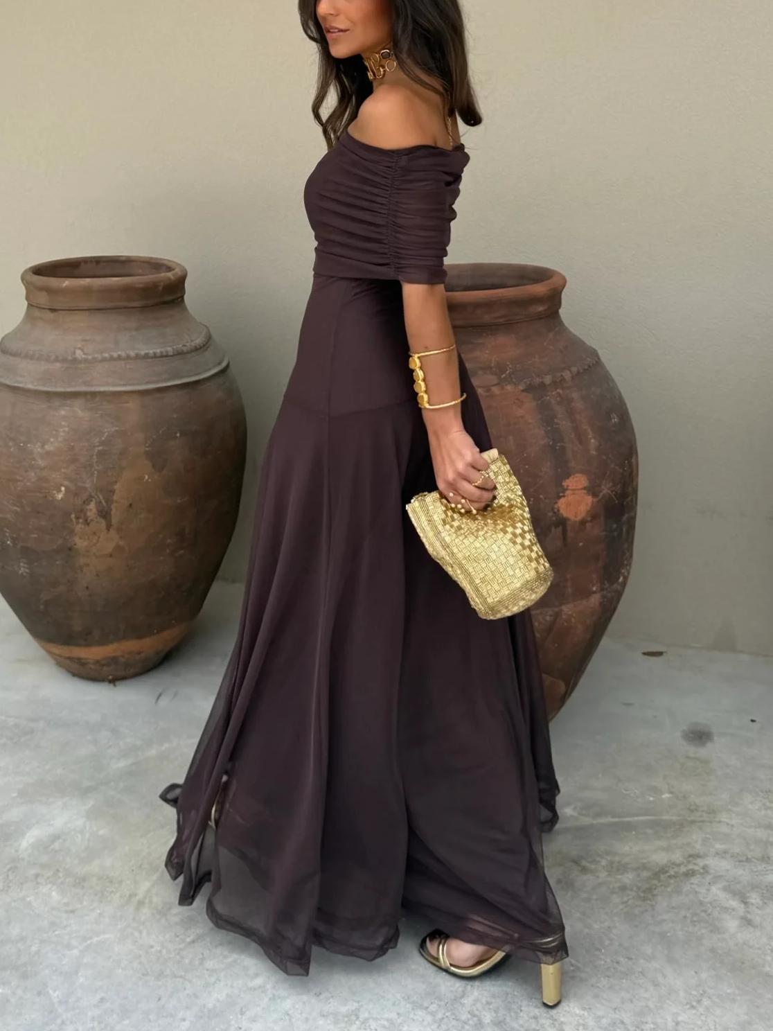 Mireia | One-Shoulder Mesh Wedding Guest Maxi Dress