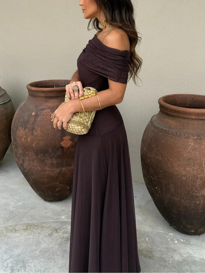 Mireia | One-Shoulder Mesh Wedding Guest Maxi Dress