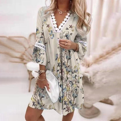 Penelope | Boho Loose Fit Printed Mini Dress