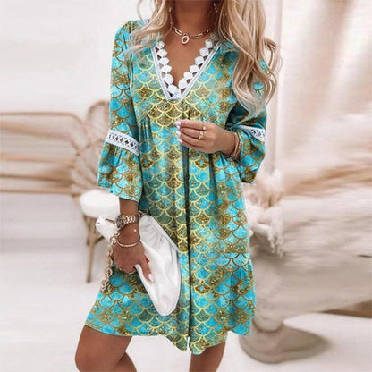 Penelope | Boho Loose Fit Printed Mini Dress