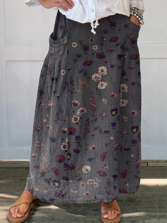Amara | Floral Print Skirt With Pockets