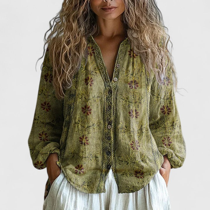 Marguerite | Leaf Print Blouse